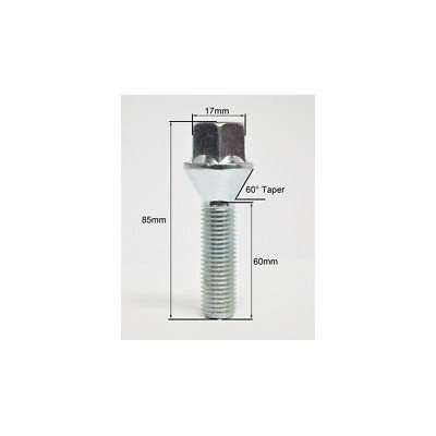 Wheel bolt M12x1.5x60 Conical H17 Black