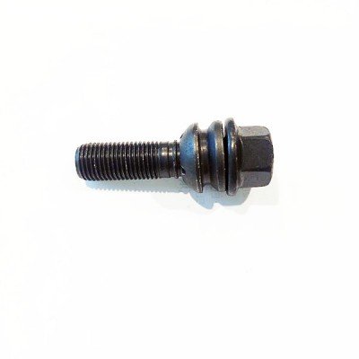 Wheel bolt with washer M14x1.5x36 Ball seat H19 Black R14