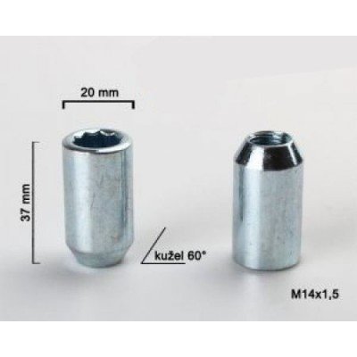 Wheel star lug nut M14x1.5x34 | 20mm |  Silver | Star