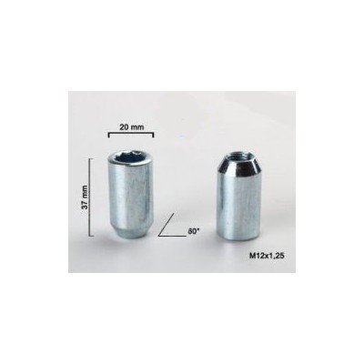 Wheel star lug nut M12x1.25x37 | 20mm |  Silver | Star